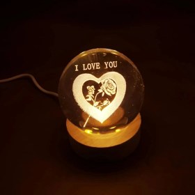 Resim I Love You Işıklı Cam Küre 