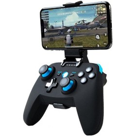 Resim Cx-x1 2.4ghz + Bluetooth 4.0 Kablosuz Oyun Denetleyicisi Kolu Android / İos Uyumlu / Pc / Ps3 Kolu + Braket Mavi 