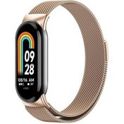 Resim Xiaomi Mi Band 8/8 Nfc Xdfind Milan Manyetik Paslanmaz Çelik Saat Bandı Gül Altın 
