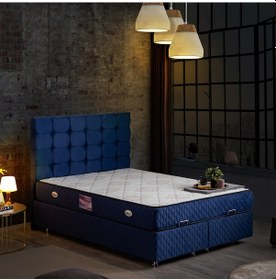 Resim Setaymobilya Baza, Duke Çift Kişilik Lacivert Baza + Başlık + Deluxe Yatak 