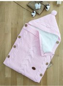 Resim Kız Bebek Düğmeli Pembe Anakucağı Kundak Stl5077 Beyaz - Fuşya 