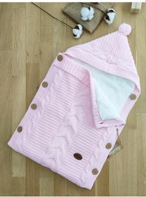 Resim Kız Bebek Düğmeli Pembe Anakucağı Kundak Stl5077 Beyaz - Fuşya 