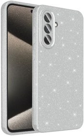 Resim Zore Galaxy ile uyumlu A36 Kılıf Kamera Korumalı Simli Lüks Zore Koton Kapak Gümüş 