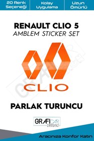 Resim GRAFİCAR Renault Clio 5 Amblem Kaplama Sticker Set Uyumlu 