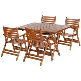 Resim London Atina Ahşap Bahçe Balkon Takımı -80X140 Masa + 4 Sandalye 