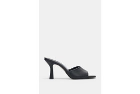 Resim Selin Shoes Sereza Hakiki Deri Topuklu Kadın Terlik- Siyah 