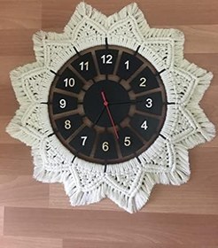 Resim Makrome Örgülü Siyah Ahşap Saat (Siyah) 
