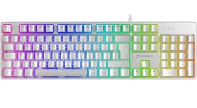 Resim Gamebooster G24W Enigma Rainbow Aydınlatmalı Red Switch Mekanik Beyaz Oyun Klavyesi 