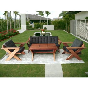 Resim Berlin Masif Ahşap Koltuk Takımı Kestane Ağacı-3+1+1+masa A Kt Gri 