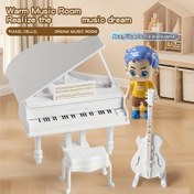 Resim Miniature Piano & Guitar Set sandalye ile - Konuşmayan Müzik Aleti Oyuncakları, Beyaz ve Siyah, Mükemmel Noel, Paskalya, Cadılar Bayramı, Şükran Günü Hediyeleri, Müzik Oyuncak Seti, Oyunlu Tasarım, Detaylı El Sanatçılığı 