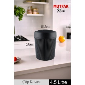 Resim 4,5 Lt. Siyah Çok Amaçlı Çöp Kovası, Banyo, Mutfak, Ofis Için Ideal 