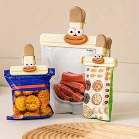 Resim 3 adet Sevimli Karikatür Atıştırmalık Klipsleri, Çok İşlevli Gıda Sızdırmazlık Klipsleri, Mutfak, Ofis, Okul için Nem Geçirmez Saklama Klipsleri - Ev Mutfak Saklama Aksesuarları için Plastik Gıda Torbası Sızdırmazlık Klipsleri 