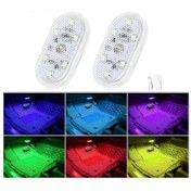 Resim Adet Araba İç Mekan Led Işıkları, 6 Parlak Led Lamba Boncuğu İle 7 Renkli Led İç Mekan Araba Işıkları, Usb Şarj Edilebilir Aydınlatma Işığı 7 Renkli Işık 
