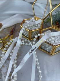 Resim Dökülmeyen İncili Nişan Kurdelesi - Kişiye Özel Yaldız Baskılı 