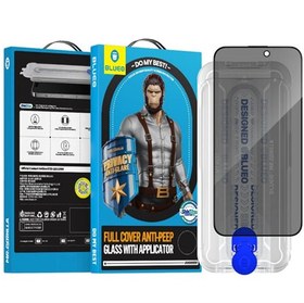 Resim Blueo Bm5280-iPhone 15 Pro Max 6.7 Full Cover Anti-Peep Cam Ekran Koruyucu Aplikatörlü Ekran Koruyucu Siyah 