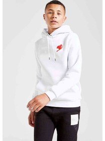 Resim Tshirthane Anime Tail Logo Amplem Baskılı Unisex Çocuk Kapüşonlu Beyaz Sweat 