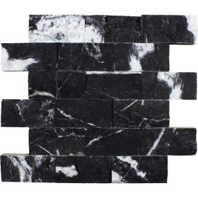 Resim Markataş 5X10Cm Siyah Mermer Doğal Taş Patlatma Taş Duvar Kaplaması 