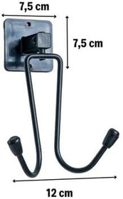 Resim SANEC® Kendiliğinden Yapışkanlı Siyah Paslanmaz Metal Bornoz ve Havlu Askılığı 