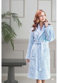 Resim Özdilek Seam Aile Bornoz Seti Mavi-bej Renkli 