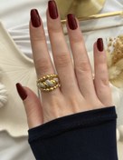 Resim Taşlı Burgulu Gold Yüzük 