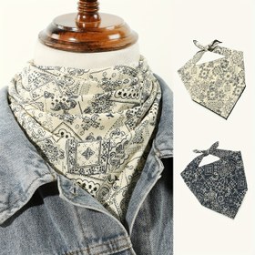 Resim 1 adet Erkek Şık Graffiti Bandana, Paisley Desenli Rahat Saf Pamuklu Atkı 
