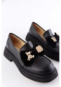 Resim Little Teddy Siyah Hakiki Deri Kadın Loafer 