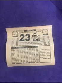 Resim 23 Aralık 2001 Takvim Yaprağı - Nostalji Koleksiyonluk Takvim Yaprağı B 