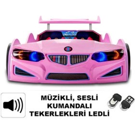 Resim inegoldeneve BMW - M7 - Pembe Arabalı Yatak, Kumandalı, Işıklı, Sesli 