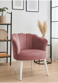 Resim Waterybrook Tekli Berjer Koltuk - Papatya Babyface Kumaş Beyaz Ayaklı - 13 Renk Seçeneği Gül Kurusu 