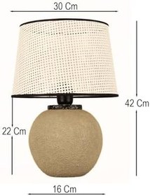Resim Diana Handmade Dekoratif Seramik Abajur - Modern Tasarım, 42 cm Yükseklik, Tek Başlıklı Masa Lambası, E27 Uyumlu, A Enerji Sınıfı ile Tasarruflu Aydınlatma, Dayanıklı Seramik Gövde - Yerli Üretim CE S 