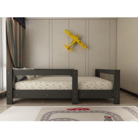 Resim Lullaby Montessori Antrasit Çocuk Karyolası 90x190 Yatak Uyumlu Y101 