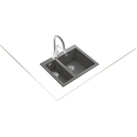 Resim Teka Forsquare 590 Tg Çift Hazneli Tegranite+ Eviye - Stone Grey - 115260020 