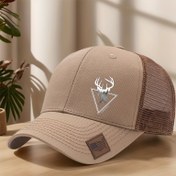 Resim MAKEFGE Hafif Beyzbol Şapkası Geyik Baskılı - Ayarlanabilir Snapback Kamyoncu Şapkası, Nefes Alabilir File Arka & Suni Deri Yama, Dış Mekan Sporları, Balıkçılık & Yürüyüş için Mükemmel, Bej, Yürüyüş Şapkası, MAKEFGE 