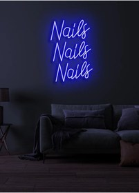 Resim BİZ BU İŞİN KEYİF KISMINDAYIZ Nails Nails Nails Yazılı Neon Tabela 
