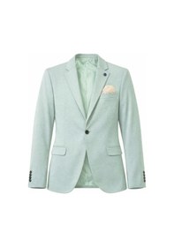 Resim Plus Scorpion Erkek Pamuklu Penye Likralı Tek Düğmeli Çift Yırtmaçlı Blazer Ceket Mint 