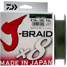 Resim Daiwa J-braid 8x Dark Green 300 Mt 0.16 Mm İp Misina 