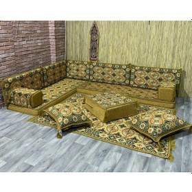 Resim Coton Şark Köşesi Minder Takımı Konsept Sarı 14 Parça 