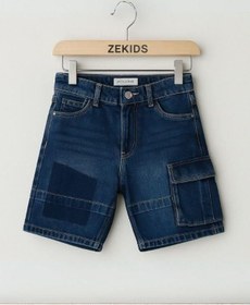 Resim Çocuk Kargo Cepli Kot Şort-16005 Lacivert 
