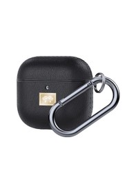 Resim Apple Uyumlu AirPods 4 Kılıf Deri Görünümlü Askı Aparatlı Wlons Kulaklık Kılıfı Siyah 
