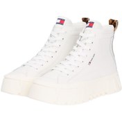 Resim Tommy Hilfiger Kadın Leopar Detaylı Platform Tabanlı Bilekli Sneaker - Ekru 