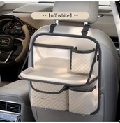 Resim Xuweiwei Creamy White Evrensel Araç Koltuğu Askılı Çanta Yemek Masalı Çok Bölmeli Cepli 