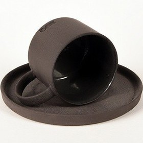 Resim Pebble Siyah Türk Kahvesi Fincanı Ve Tabağı 70 Ml Stoneware 1 Adet 