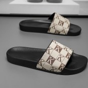 Resim Erkek İngiliz Tarzı Kaymaz Kaydırmalar - Ekose Desen, Yumuşak Taban, Nefes Alabilen Yaz Plajı ve Su Ayakkabıları, Rahat Açık Ayakkabılar EVA Taban ve Üst ile, İç Mekan Ayakkabıları 