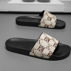 Resim Erkek İngiliz Tarzı Kaymaz Kaydırmalar - Ekose Desen, Yumuşak Taban, Nefes Alabilen Yaz Plajı ve Su Ayakkabıları, Rahat Açık Ayakkabılar EVA Taban ve Üst ile, İç Mekan Ayakkabıları 