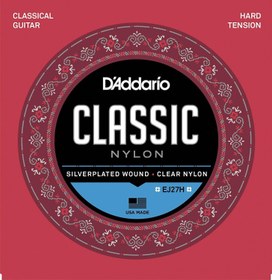 Resim D'Addario EJ27H Classics Serisi Klasik Gitar Tel Seti (4/4 Ölçek - Hard Tension - Gümüş Sarım) 
