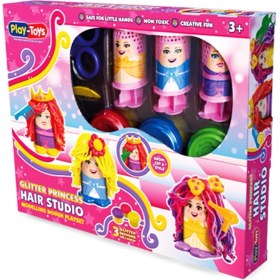 Resim Storemax Hair Studio Glitter Oyun Hamuru Seti, 3 Renkli X30GR Oyun Hamuru, 5 Farklı Aksesuar ve 3 Farklı Kafa Seti, Toksik Olmayan Yaratıcı Oyun Seti, 3+ Yaş Çocuklar Için 