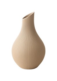 Resim Modern Çizgili Dekoratif Vazo Açık Krem 