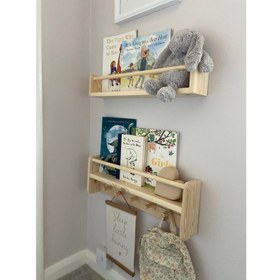 Resim 50CM Raf Askılık 2li Set Ahşap Montessori 
