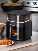 Resim Robx RXO5 Son Teknoloji Otomatik Buhar Püskürtmeli Airfryer 10 Renkli Işıklı Menü Robwell