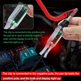 Resim 1 adet DY&LM Dijital Devre Test Cihazı Kalemi, 6-24V DC Otomotiv Elektrik Test Aracı, LCD Ekran, Ağır Hizmet Uzun Prob, Yay Tel Kelepçe, Profesyonel Elektrik Teşhis, Plastik, Pil Gerektirmez, ≤36V Çalışma Voltajı 